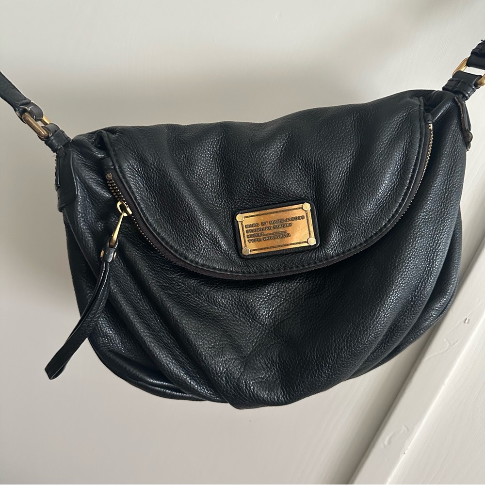 Marc Jacobs Black Crossbody Bag with Gold Accents